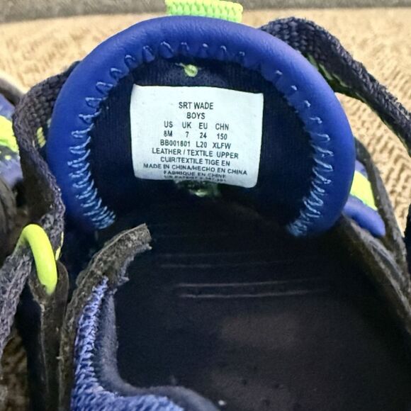 Stride Rite SRT Wade Boys 8 Toddler Washable Water Shoes Sandals Navy Neon Green - Picture 9 of 9